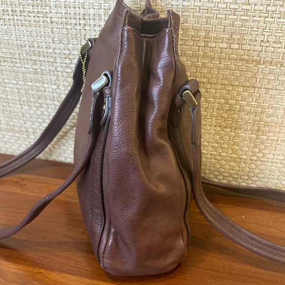 🌟HP🌟VTG 1990s Easy Spirit Brown Pebbled Leather 2 Compartment Hobo Shoulder Bag - Picture 4 of 12